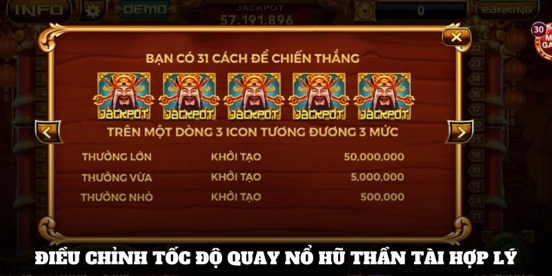 Điều chỉnh tốc độ quay Nổ Hũ Thần Tài hợp lý